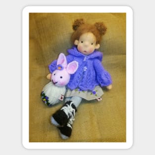 Summer and Her Bunny Bundle - A Knitninja Creation Sticker